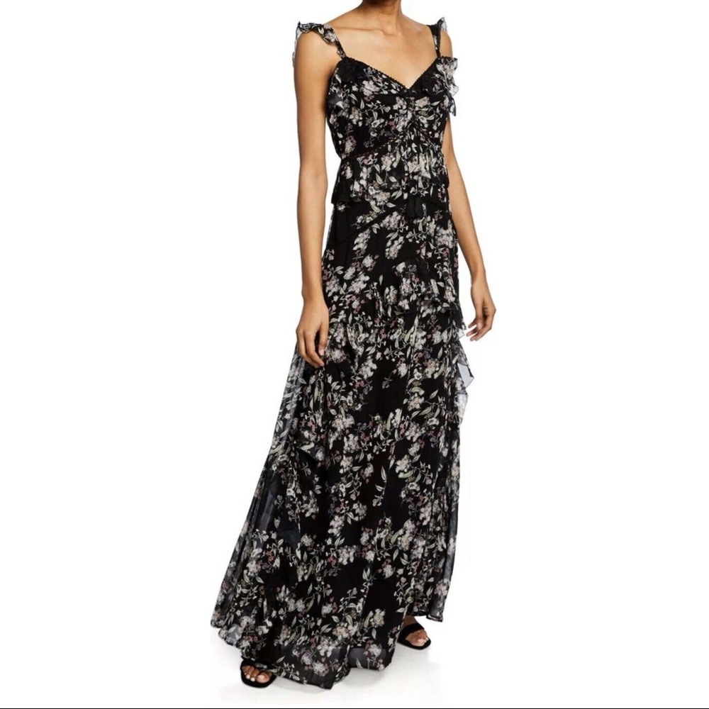 LOVE SAM Ruffled Floral Woodstock Maxi Dress